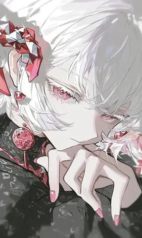 Anime Nam Tóc Trắng Mắt Kính Đỏ