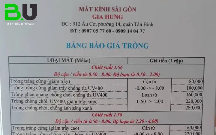 Báo Giá Kính Mắt Báo Giá Kính Mắt