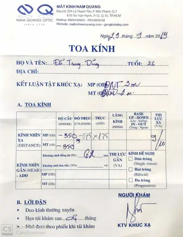 Cách Đọc Toa Kính Bệnh Viện Mắt