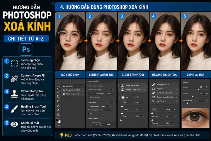 Cách Xử Lý Bóng Kính Mắt Trong Photoshop