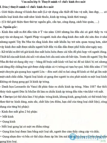 Dàn Ý Thuyết Minh Về Chiếc Kính Đeo Mắt