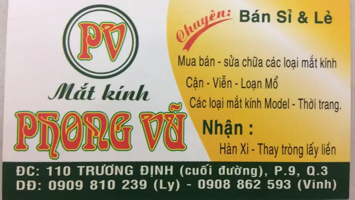 Mắt Kính Phong Vũ Trương Định Mắt Kính Phong Vũ Trương Định